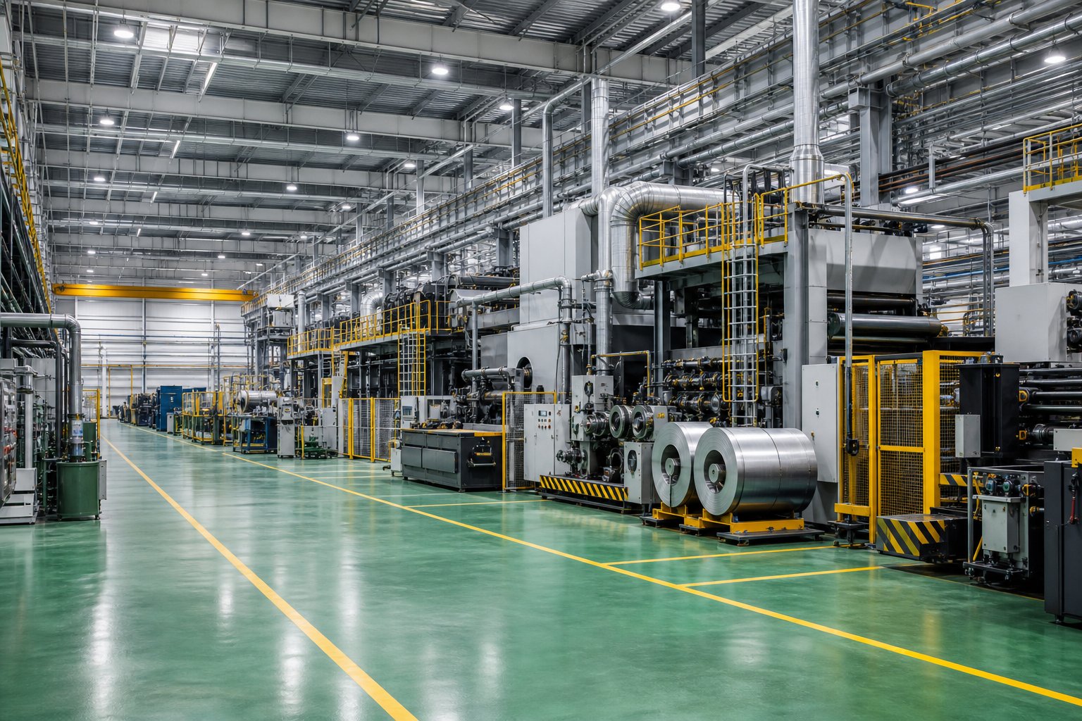 Modern factory floor with industrial equipment